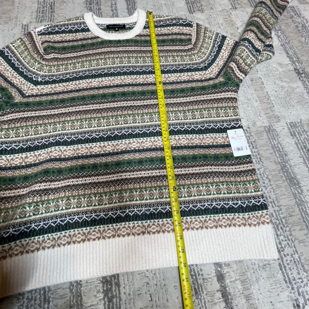 NEW Lucky Brand Mens Fair Isle Crewneck Sweater Green Brown Striped Springs XXL - Picture 11 of 11